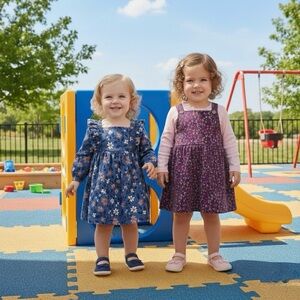 Carter's | Set of 2 | Pink Floral Jumper + Blue Corduroy Dress | Size 18M